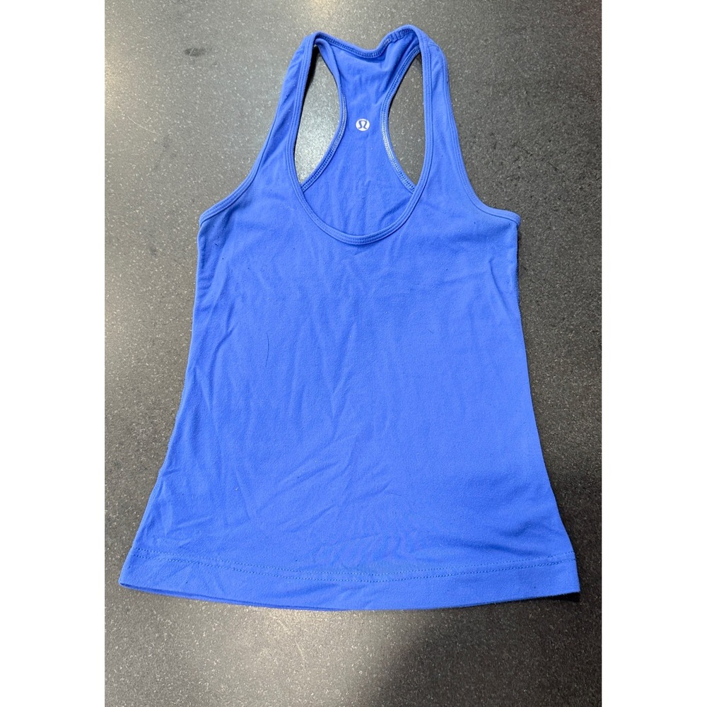 Lululemon Cool Racerback Tank Top Size 2 Blue Activewear Stretch Sporty Yoga Gym